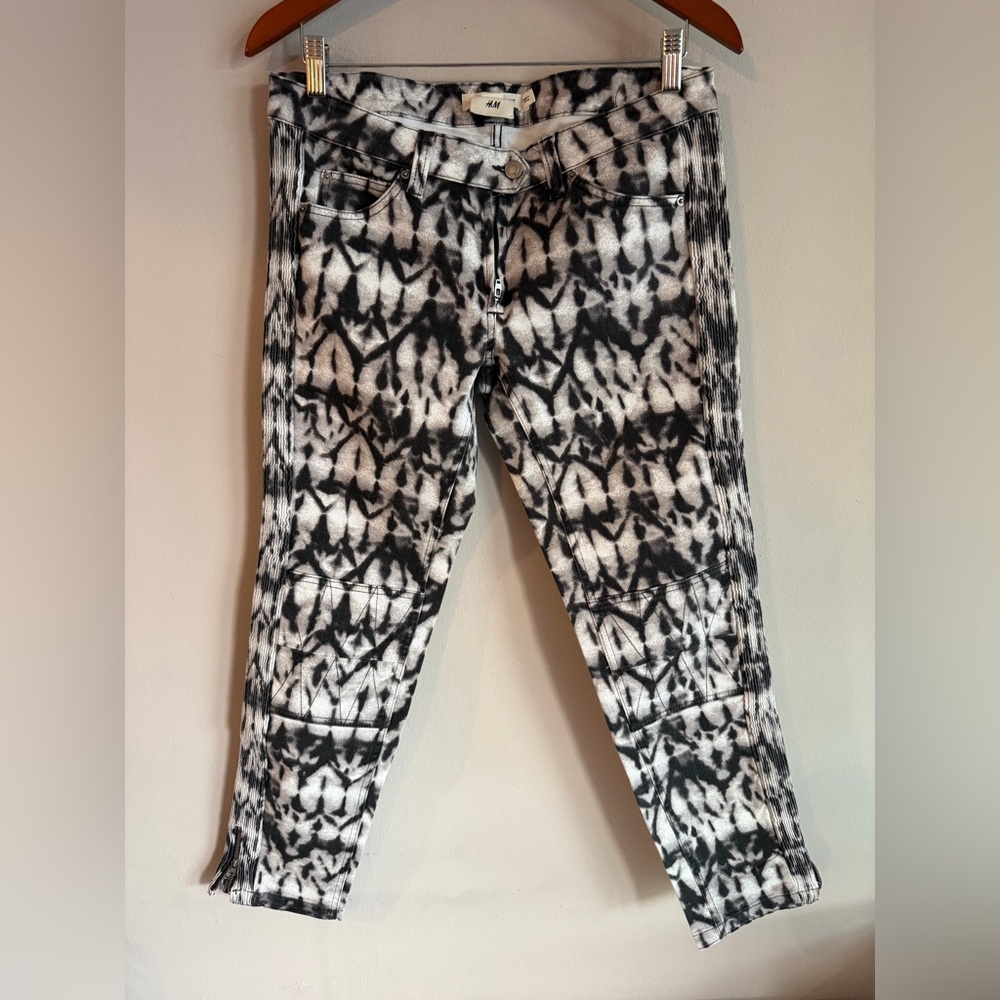 Isabel Marant Black and White Tie-Dye Patterned Jeans